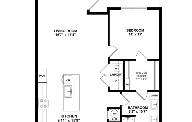 1 bed, 1 bath, 832 sqft, $1,712