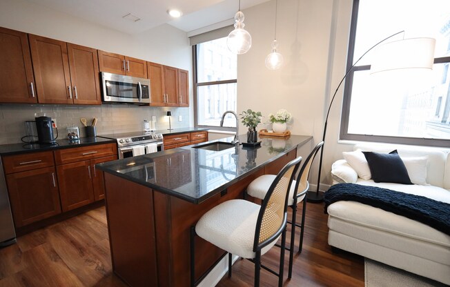 Kitchen at The Terminal Tower Residences Apartments, Ohio, 44113