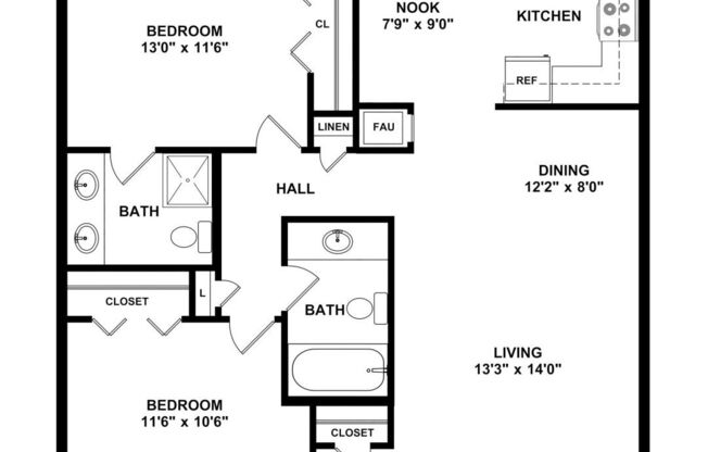 2 beds, 2 baths, 1,024 sqft, $1,995