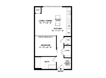Studio, 1 bath, 511 sqft, $1,310