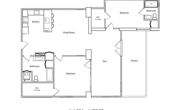 2 beds, 2 baths, 1,453 sqft, $2,195, Unit 234