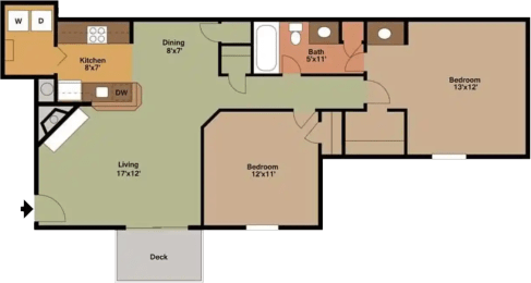 2 beds, 1 bath, 894 sqft, $1,625