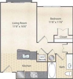 1 bed, 1 bath, 566 sqft, $1,470
