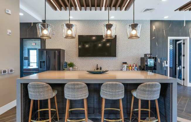 Eat-In Table With High Chairs In Clubhouse at Zaterra Luxury Apartments, Chandler, AZ