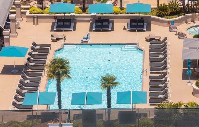 Aerial Pool View at Towers at Costa Verde Apartments, California, 92122