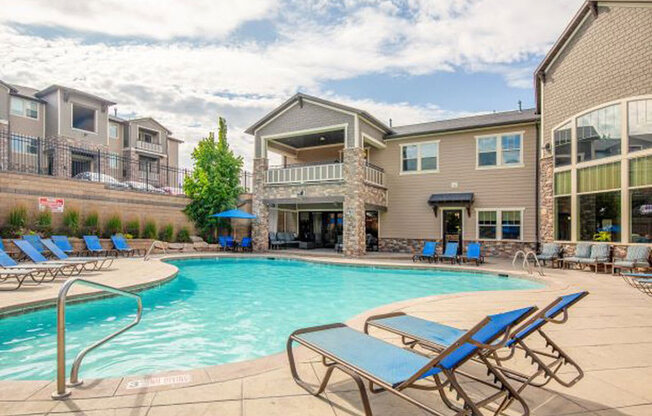 Pool With Sunning Deck at San Moritz Apartments, Midvale, Utah