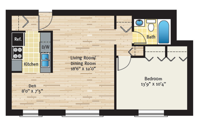 1 bed, 1 bath, 692 sqft, $1,655