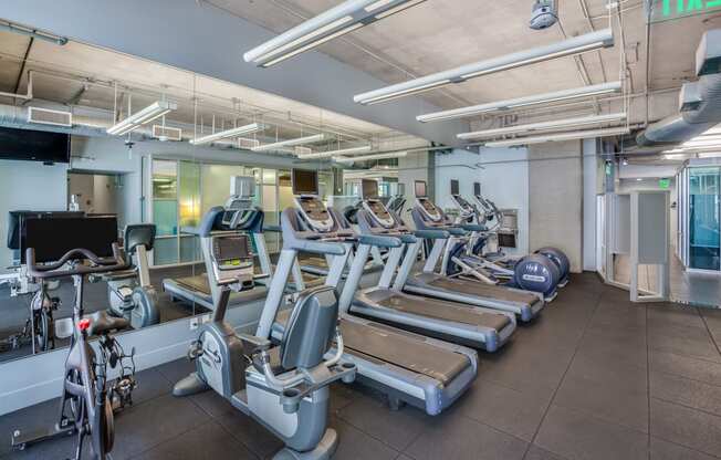 Cardio Equipment in Fully-Equipped Fitness Center at Renaissance Tower, Los Angeles, CA