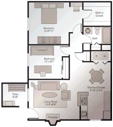 2 beds, 1 bath, 800 sqft, $1,317