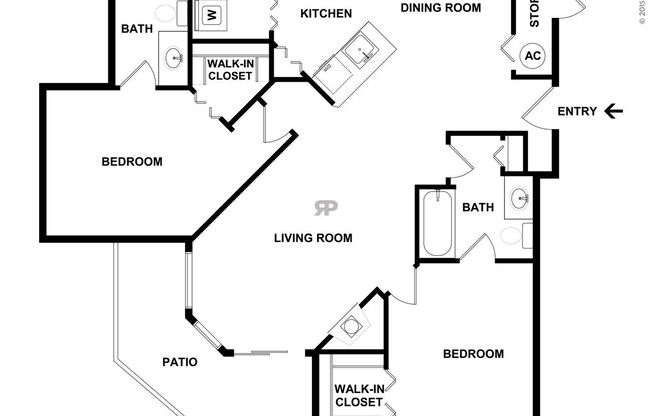 2 beds, 2 baths, 1,096 sqft, $1,235