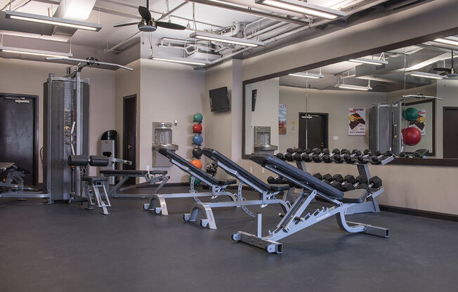Fitness Center Strength and Conditioning Equipment at Crescent Centre Apartments, Louisville, Kentucky