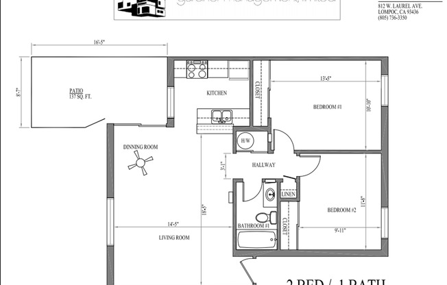 2 beds, 1 bath, 800 sqft, $1,925, Unit 800-03