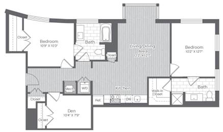 2 beds, 2 baths, 1,298 sqft, $4,380