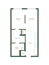 Studio, 1 bath, 620 sqft, $1,544