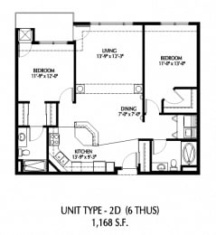 2 beds, 2 baths, 1,171 sqft, $2,187