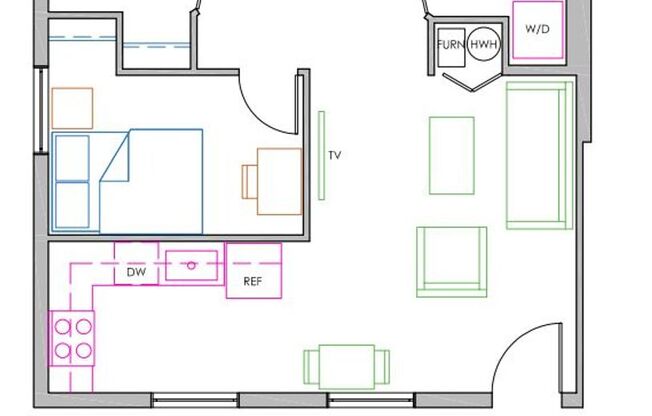 Studio, 2 baths, 696 sqft, $840