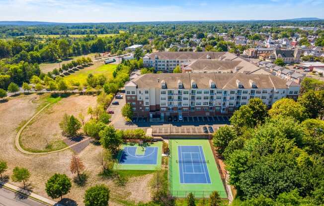 an aerial view of the resort with two tennis courts  at The Lena, New Jersey, 08869