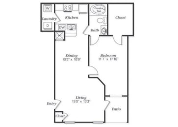 1 bed, 1 bath, 822 sqft, $1,057