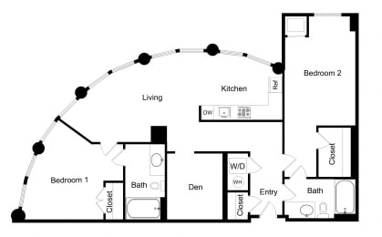 2 beds, 2 baths, 1,130 sqft, $2,880