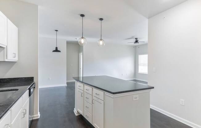 Ashland Farms Unit 2 Kitchen with Open Layout, Island, and Modern Black Light Fixtures