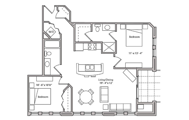 2 beds, 2 baths, $2,475, Unit Suite 1-304