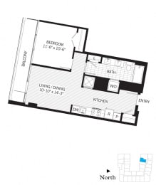 1 bed, 1 bath, 611 sqft, $2,283