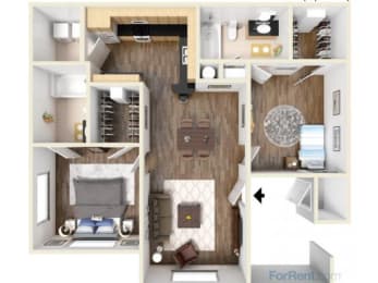 2 beds, 2 baths, 906 sqft, $1,240