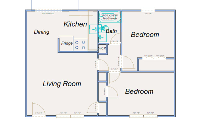 2 beds, 1 bath, 882 sqft, $725, Unit A