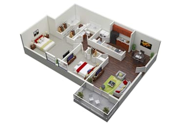 2 beds, 2 baths, 1,033 sqft, $1,299