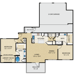 2 beds, 2 baths, 1,348 sqft, $2,162