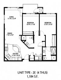 2 beds, 2 baths, 1,181 sqft, $2,105