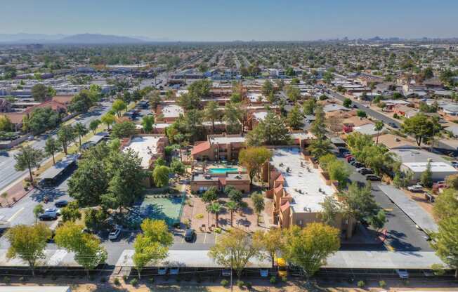 an aerial view of the city of palm springs