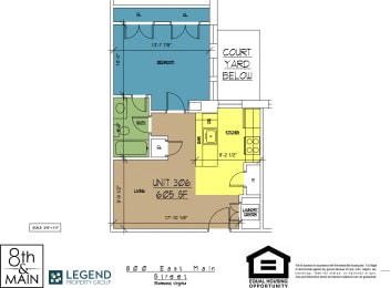 1 bed, 1 bath, 605 sqft, $1,619