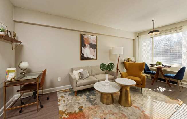 Studio living and dining (staged) at 1500 Arlington, Arlington