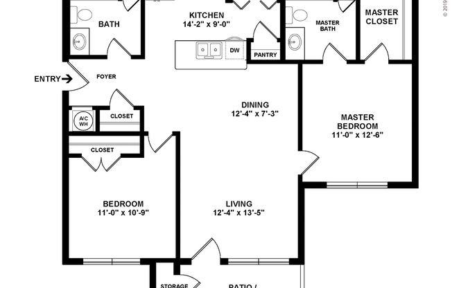 2 beds, 2 baths, 990 sqft, $1,380