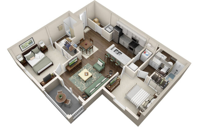 2 beds, 2 baths, 962 sqft, $1,392