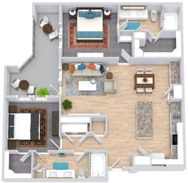 2 beds, 2 baths, 1,174 sqft, $1,725
