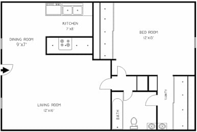 1 bed, 1 bath, 682 sqft, $2,340