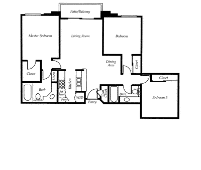 3 beds, 2 baths, 1,260 sqft, $3,028, Unit 167