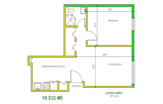 1 bed, 1 bath, 500 sqft, $1,150, Unit 14