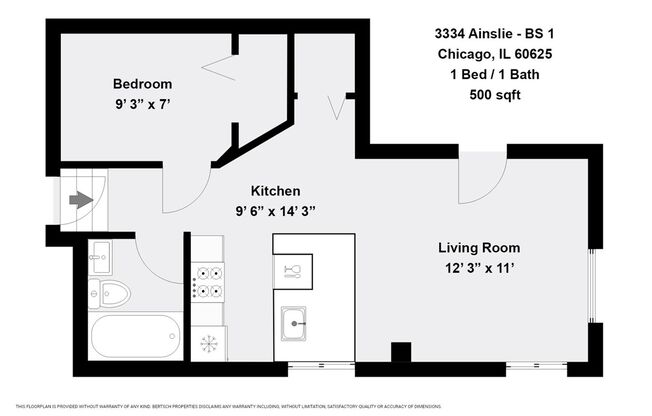 1 bed, 1 bath, 400 sqft, $1,475, Unit 3334-BS 1