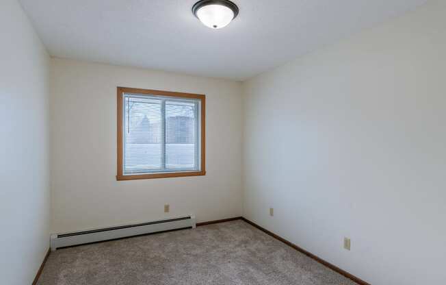 the living room with carpet and a window. Fargo, ND Windsor Apartments