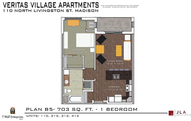 1 bed, 1 bath, 703 sqft, $1,819, Unit 212