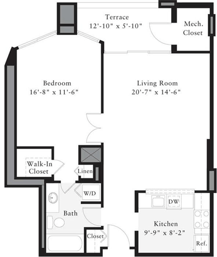 1 bed, 1 bath, 674 sqft, $2,370