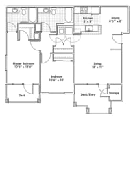 2 beds, 2 baths, 1,349 sqft, $2,121