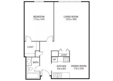 1 bed, 1 bath, 730 sqft, $1,425