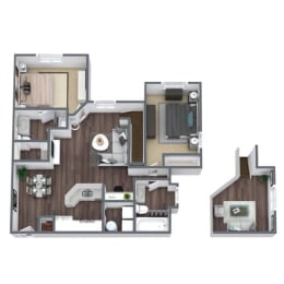 2 beds, 2 baths, 1,291 sqft, $2,223