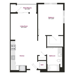 1 bed, 1 bath, 744 sqft, $2,761