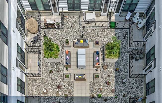 Birdseye view of the courtyard at The View at Old City, Philadelphia