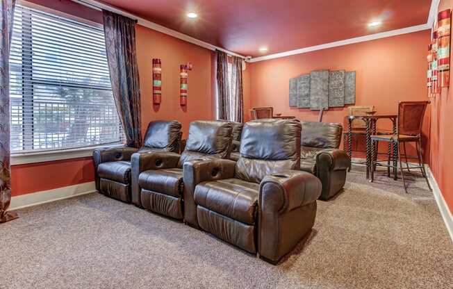 Theater Room with TV and recliners